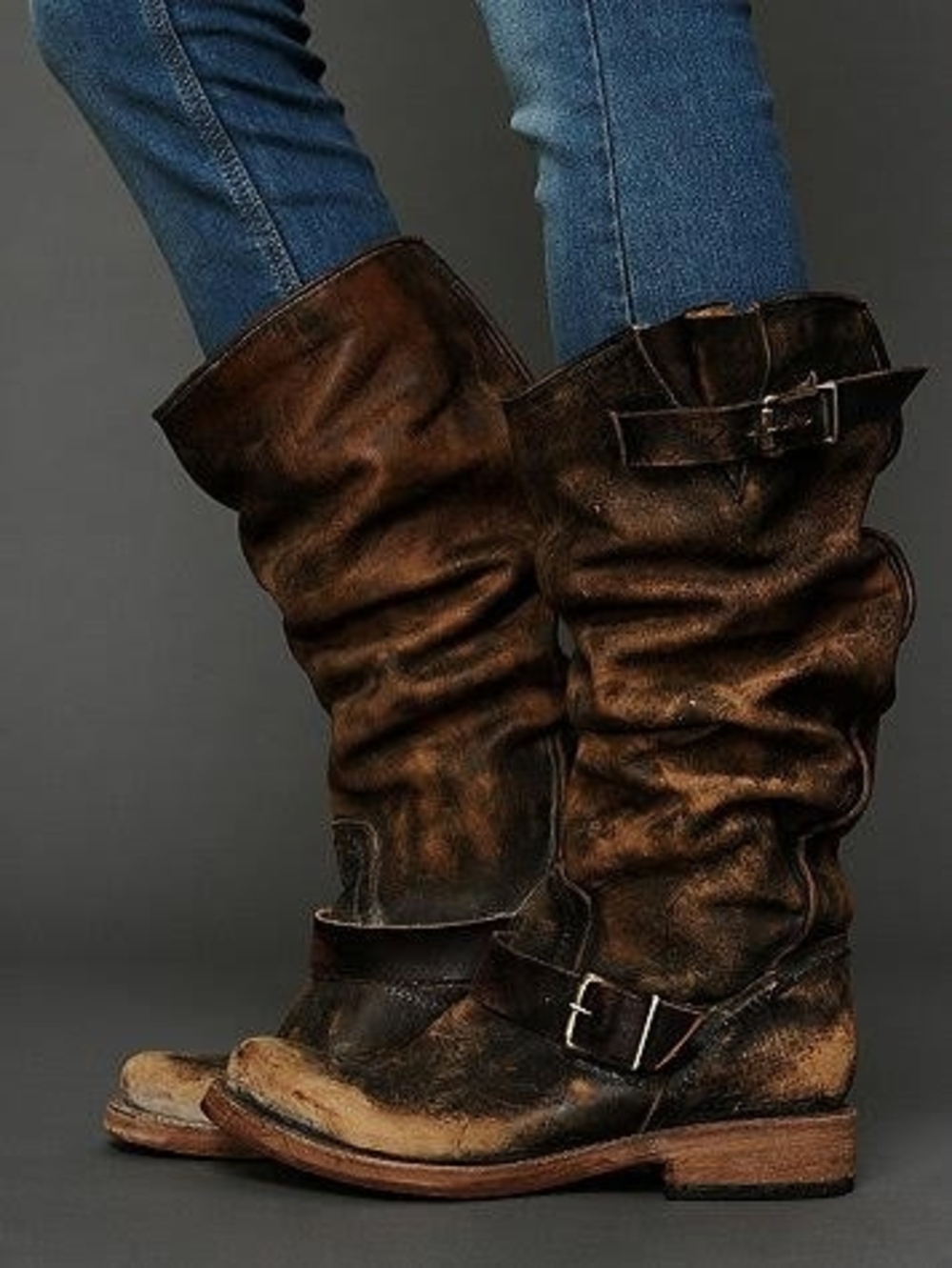 Freebird by Steven Contra Distressed Brown Leather Boots Bohobo Sz 6